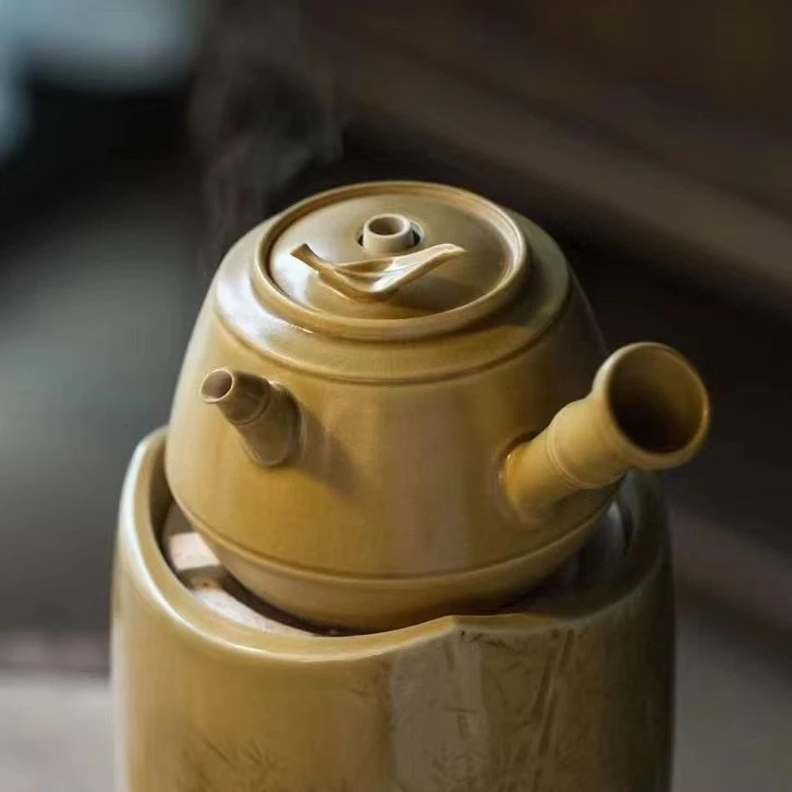 【福器】黄竹意侧把壶