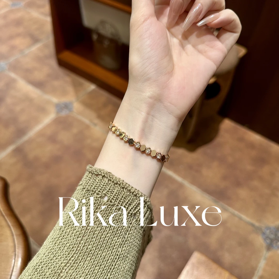 铜合金手链 镀K金高定蜂窝系列 轻奢气质时尚百搭不掉色手链