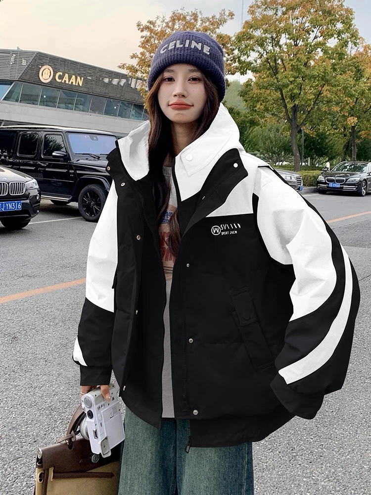 6886 新款三穿套装羽绒服加厚撞色白鸭绒冲锋衣冬装反季B33 B43