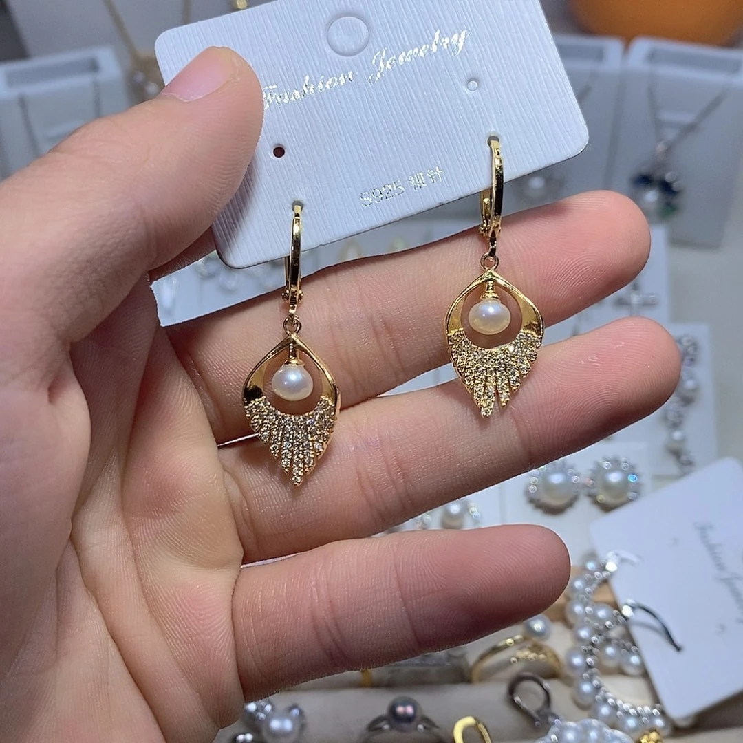 耳饰淡水珍珠银S925镶嵌