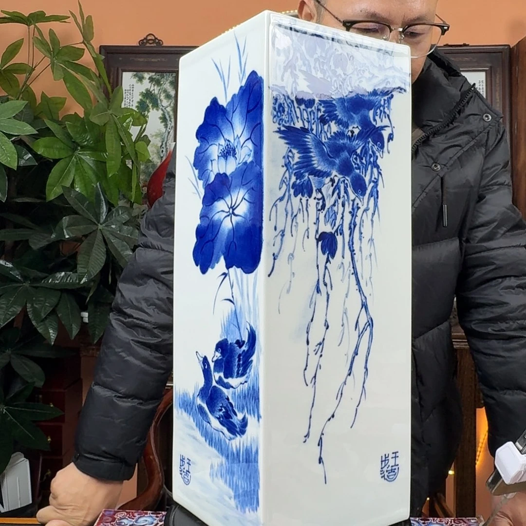 陶摆件景德镇陶瓷手工四方镶器