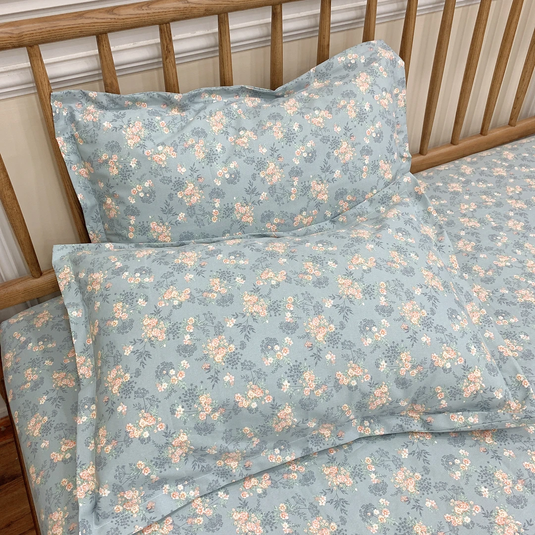 【苍兰-蓝】加厚原棉帆布老粗布枕套一对装48X74