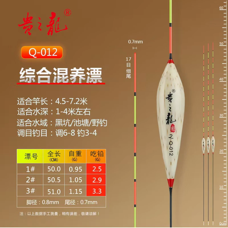 贵之龙浮漂Q-012/综合大混养/防暴顶/自重轻浮力大/大圆塘专用