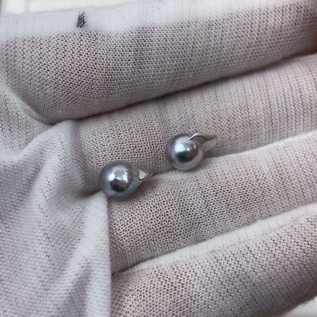 银S925镶嵌海水珍珠耳饰