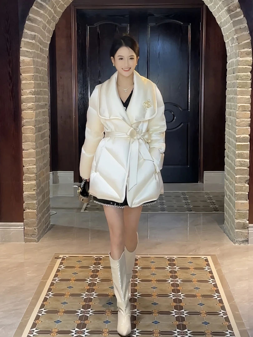 【原创新款】短款醋酸羽绒服女小个子高端轻奢鹅绒2025冬季新款女装