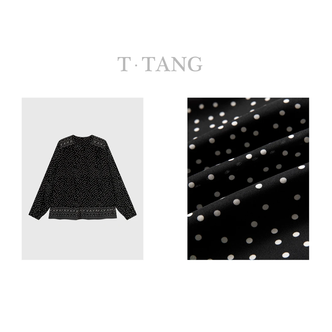 夏季微弹双绉波点腰果花小香风百搭时尚显瘦长袖【6917】88