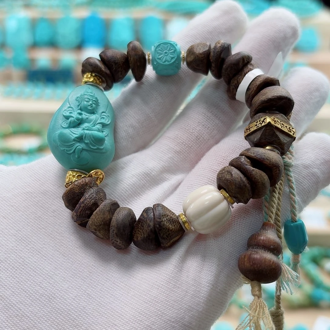 绿松石18K金镶嵌珠宝奇石