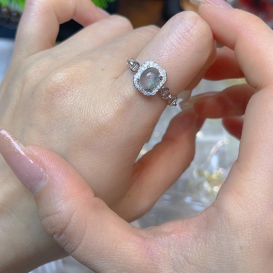 翡翠银S925镶嵌戒指