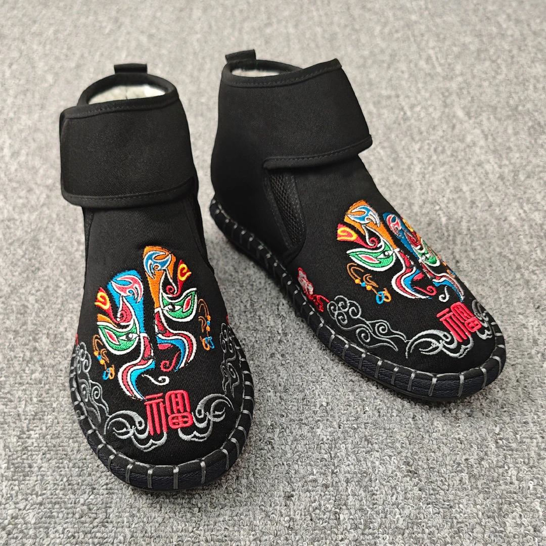 冬季加绒保暖加厚棉鞋柔软雪地靴男款户外男靴软底手工魔术贴靴子