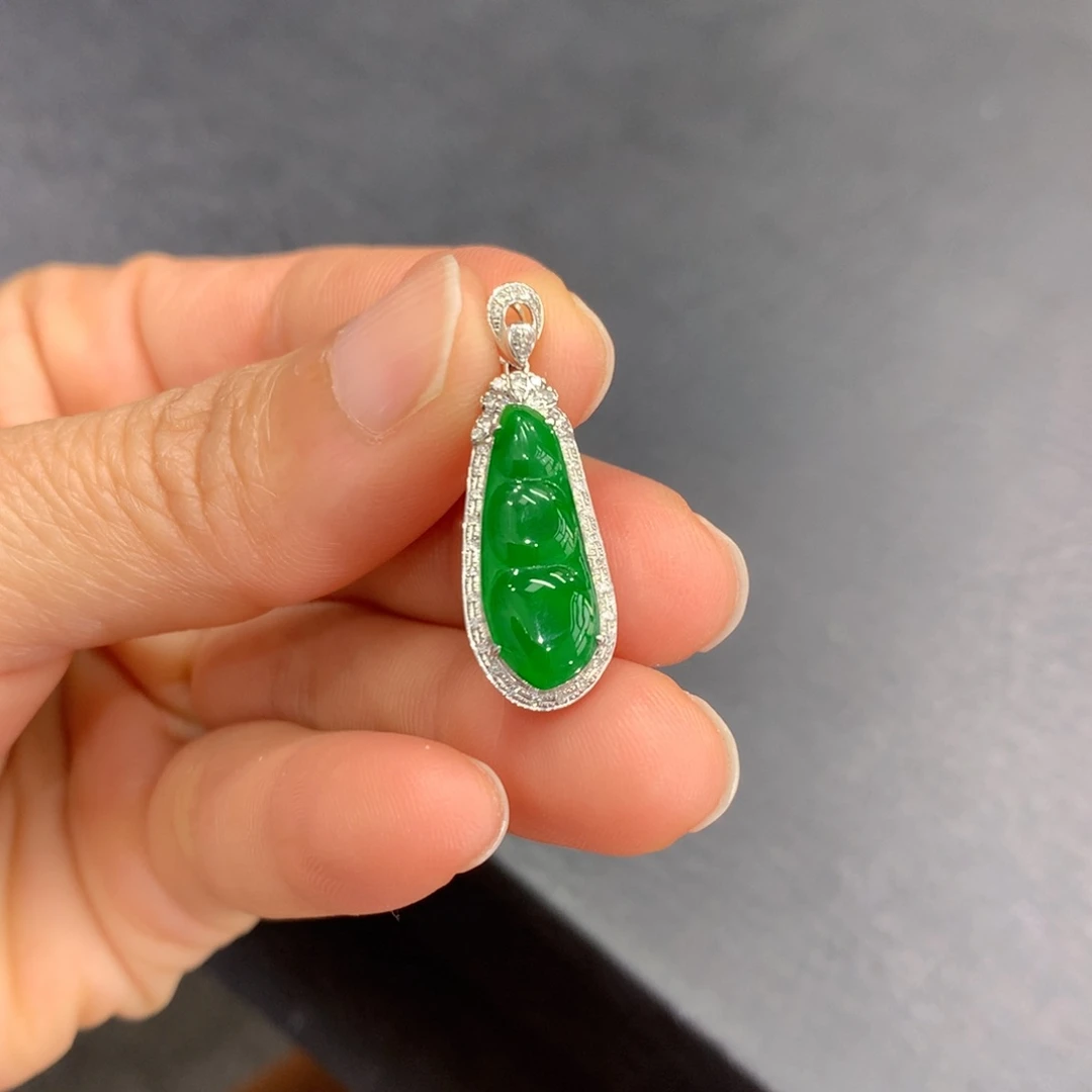 翡翠18K金镶嵌吊坠(不含链)