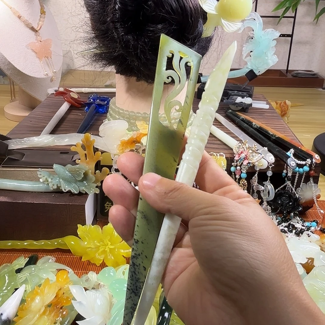 蛇纹石玉合金发饰