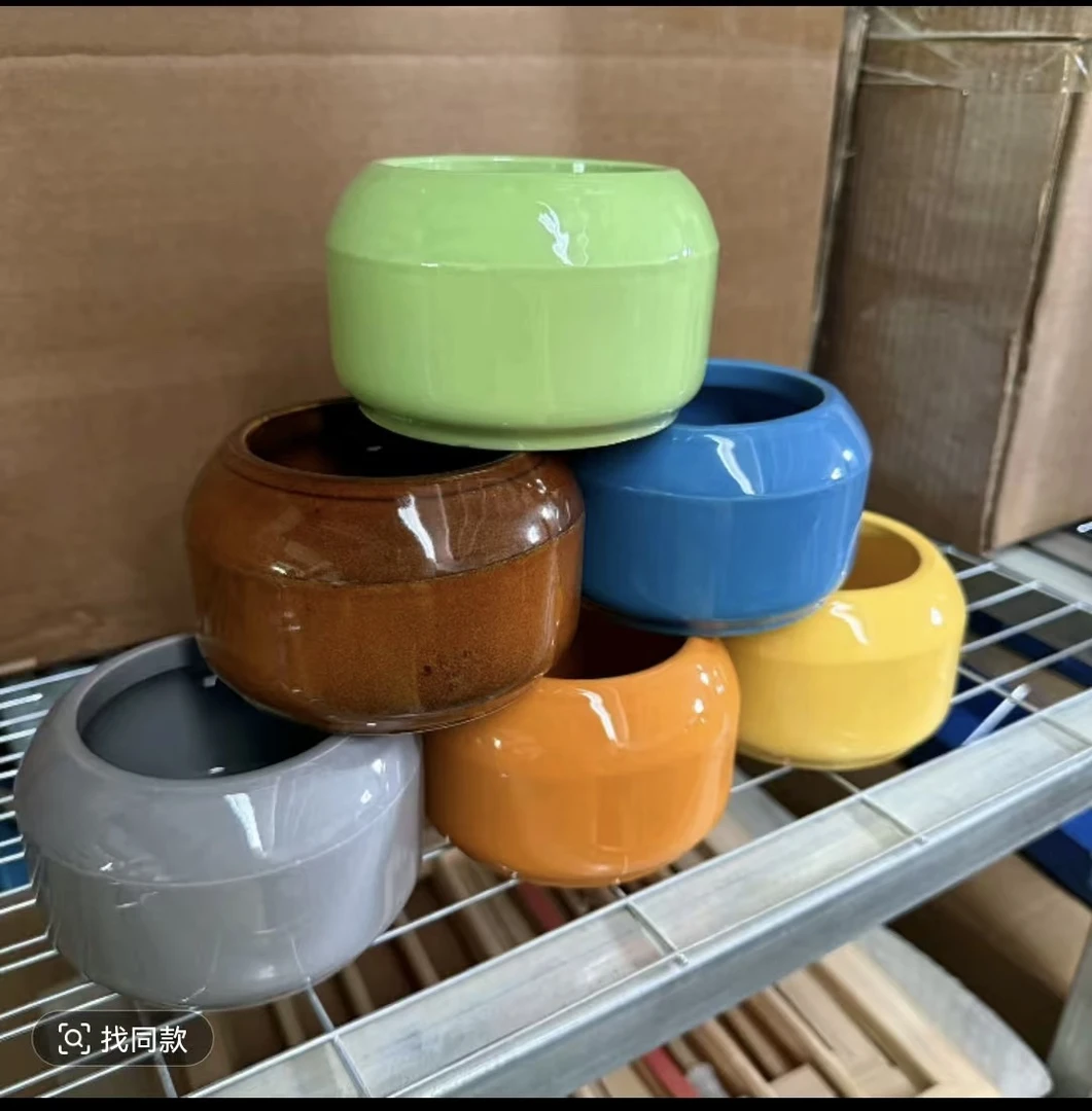 鸽子加厚双层彩釉创意小型瓷罐陶瓷家用多色撒料碗粮食陶瓷碗小碗