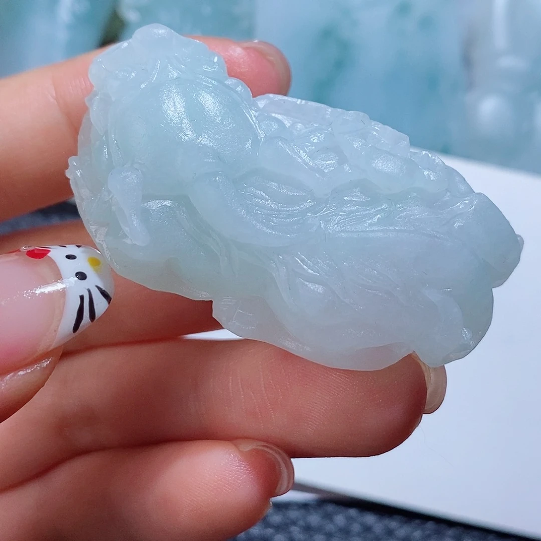 定制翡翠未镶嵌毛货付款后确认抛光