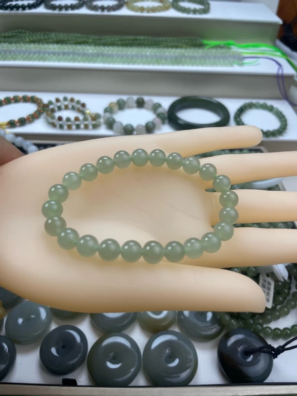 和田玉手串冰底浅晴水8mm*23颗