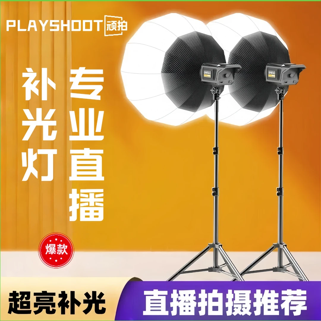 顽拍直播间100W影棚专业打光灯直播led补光灯深抛柔光球形摄影灯