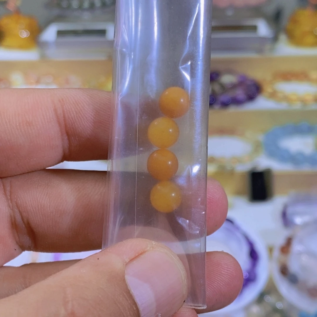 水晶手链未镶嵌鸡油黄蜜蜡单珠