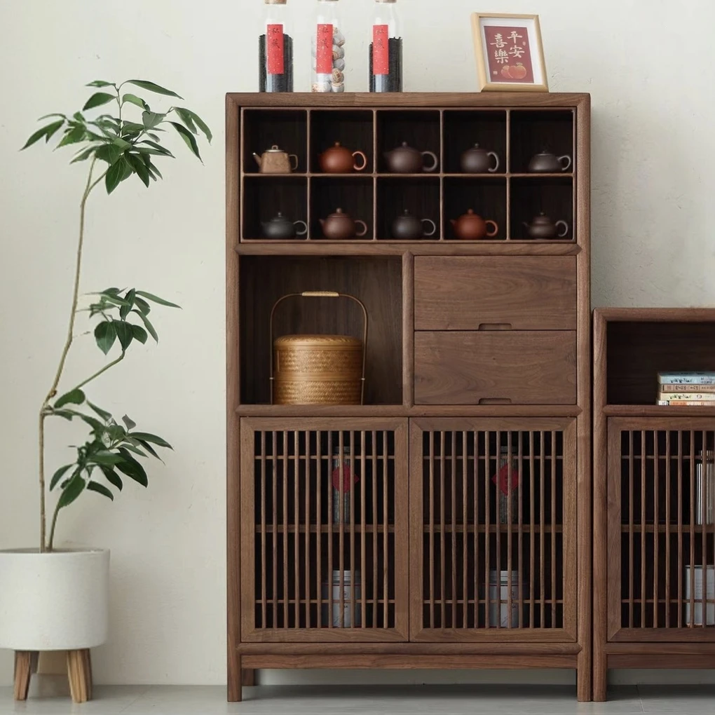 新中式明月博古架茶室茶杯茶壶茶具置物架展示柜多宝阁收纳柜茶柜