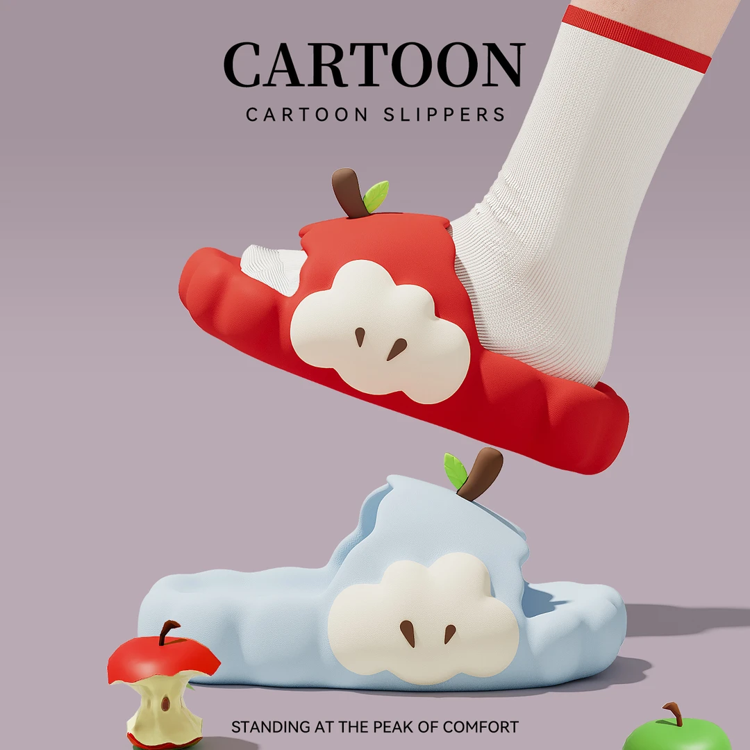 2025夏季时尚百搭防滑拖鞋女款厚底苹果卡通可爱凉鞋女鞋外穿防臭