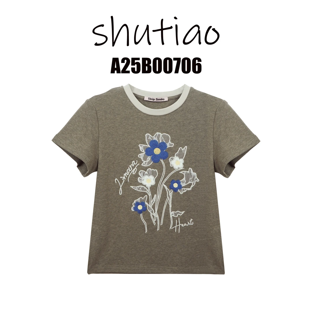 【SHUTIAO】2025夏季:新款小众设计款T恤A25B00706