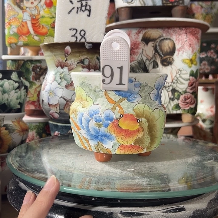 景德镇手绘花盆满38包邮