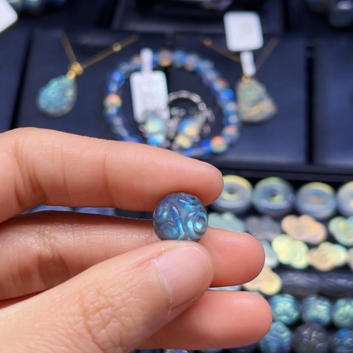 拉长石裸石未镶嵌李*白发裸石