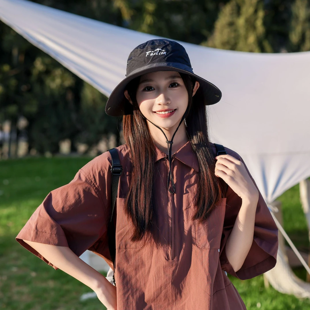 户外可折叠渔夫帽子男女夏季速干露营登山帽大檐防紫外线遮阳帽潮