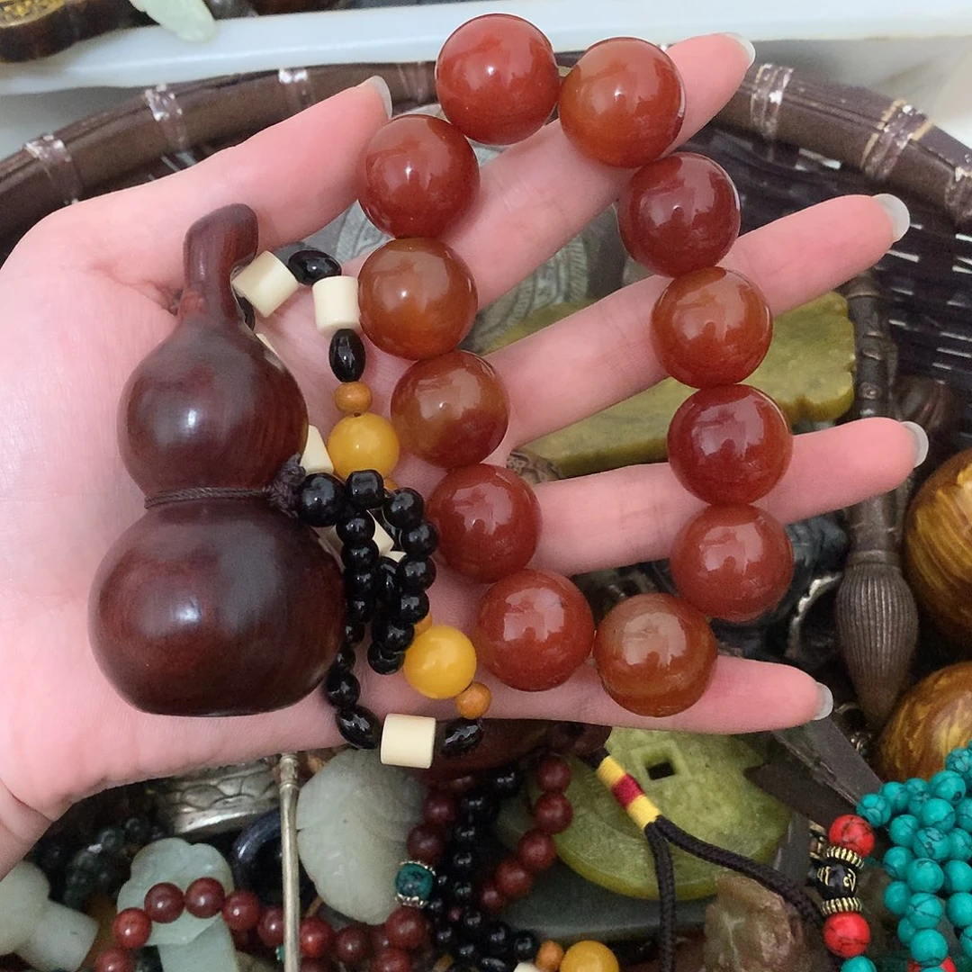 玛瑙/玉髓颈饰合金黄*