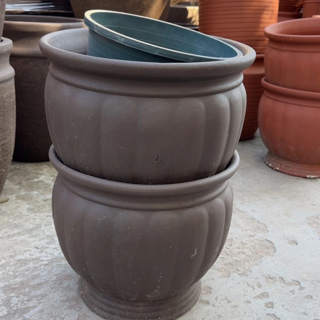 紫砂花盆口35高30宜兴紫砂