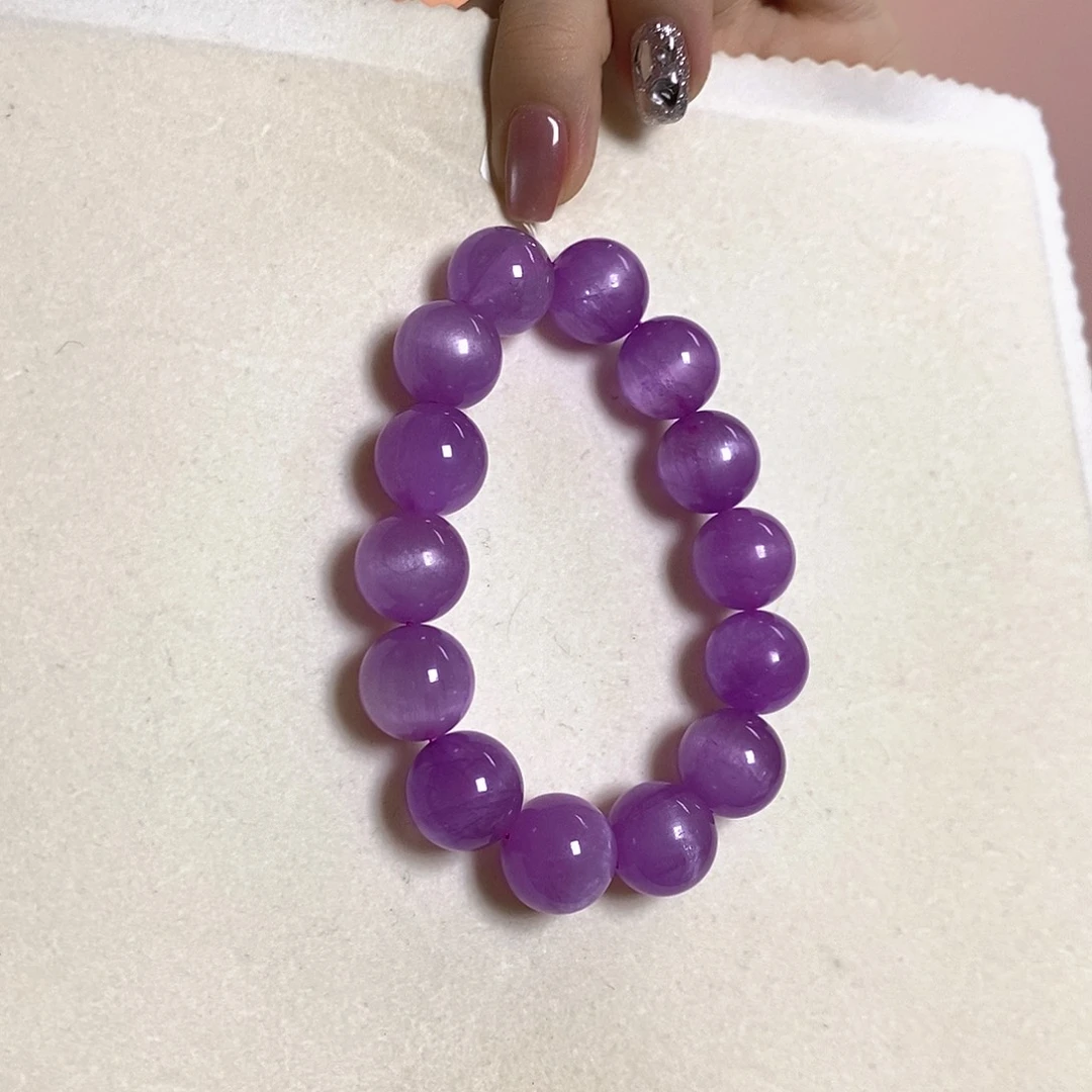未镶嵌锂辉石紫锂辉高冰收藏级手串15+