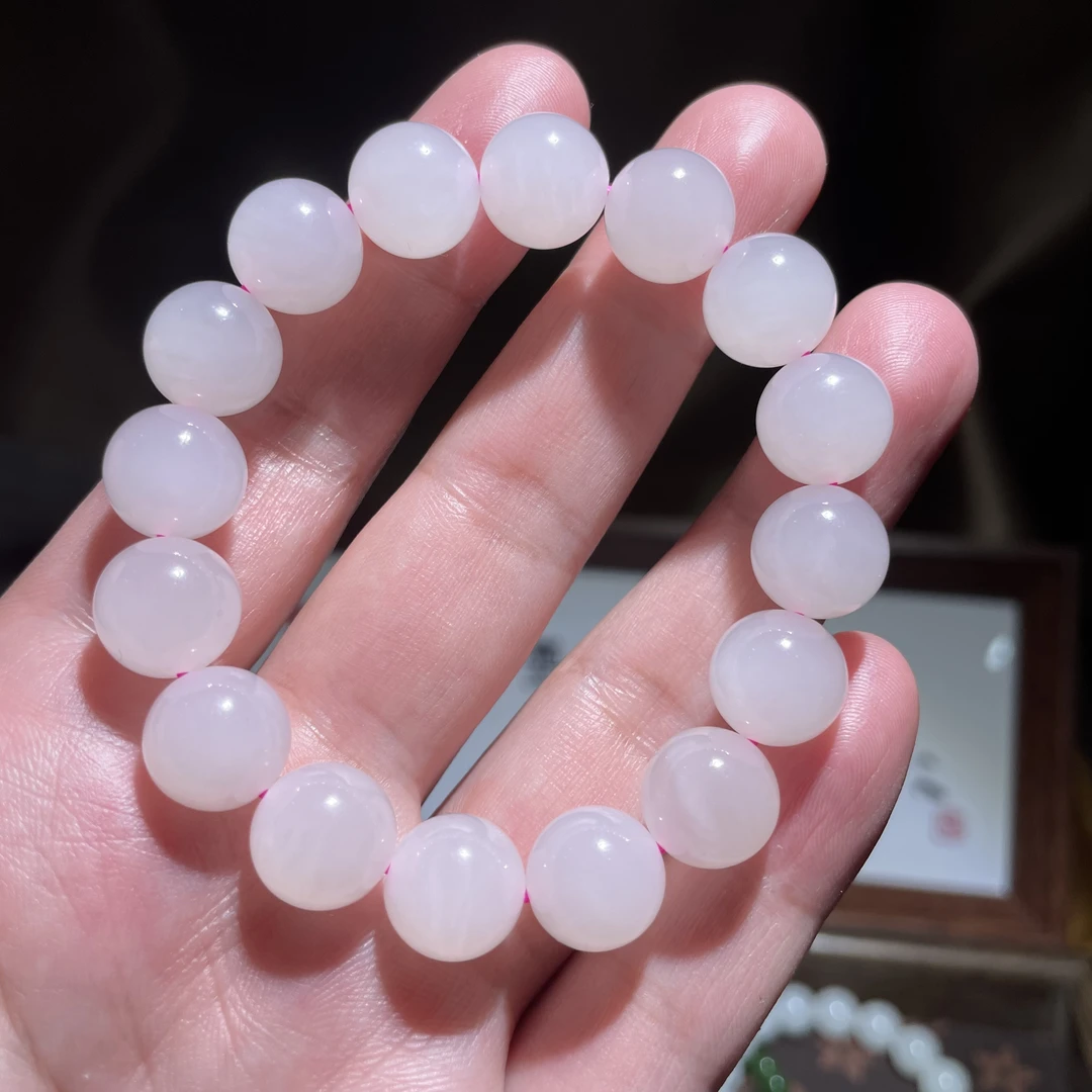 和田玉公主粉 藕粉12珠珠 手串