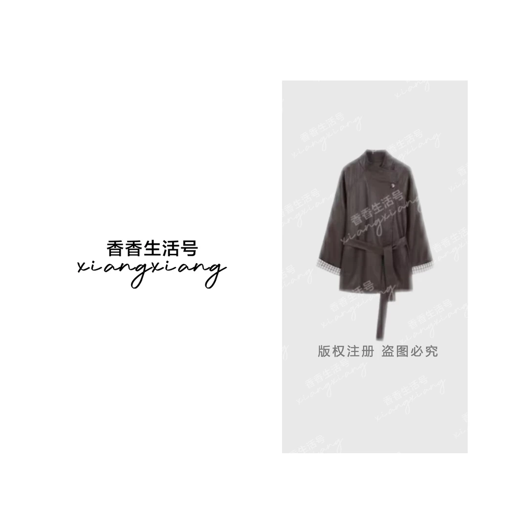 【香香专属】”廓形复古“琥珀流光系带收腰皮衣女秋季设计感外套8863