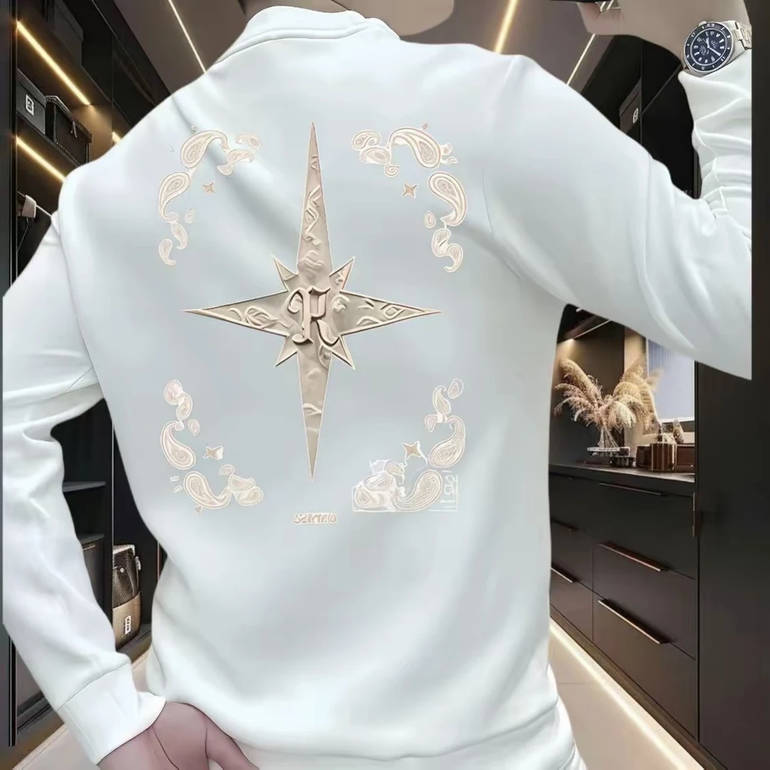 个性潮流重磅圆领卫衣痞帅街头休闲秋冬季时尚印花潮流百搭上衣