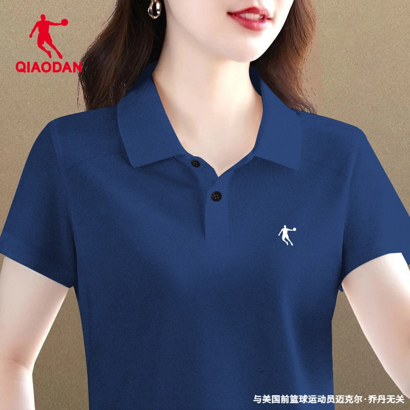 乔丹短袖t恤女2025新款夏季妈妈宽松大码运动半袖t翻领polo衫女装