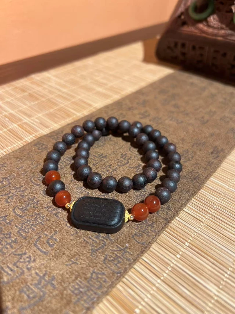 【红02】【降真香搭配款】8mm双圈天然高品质老料手串条