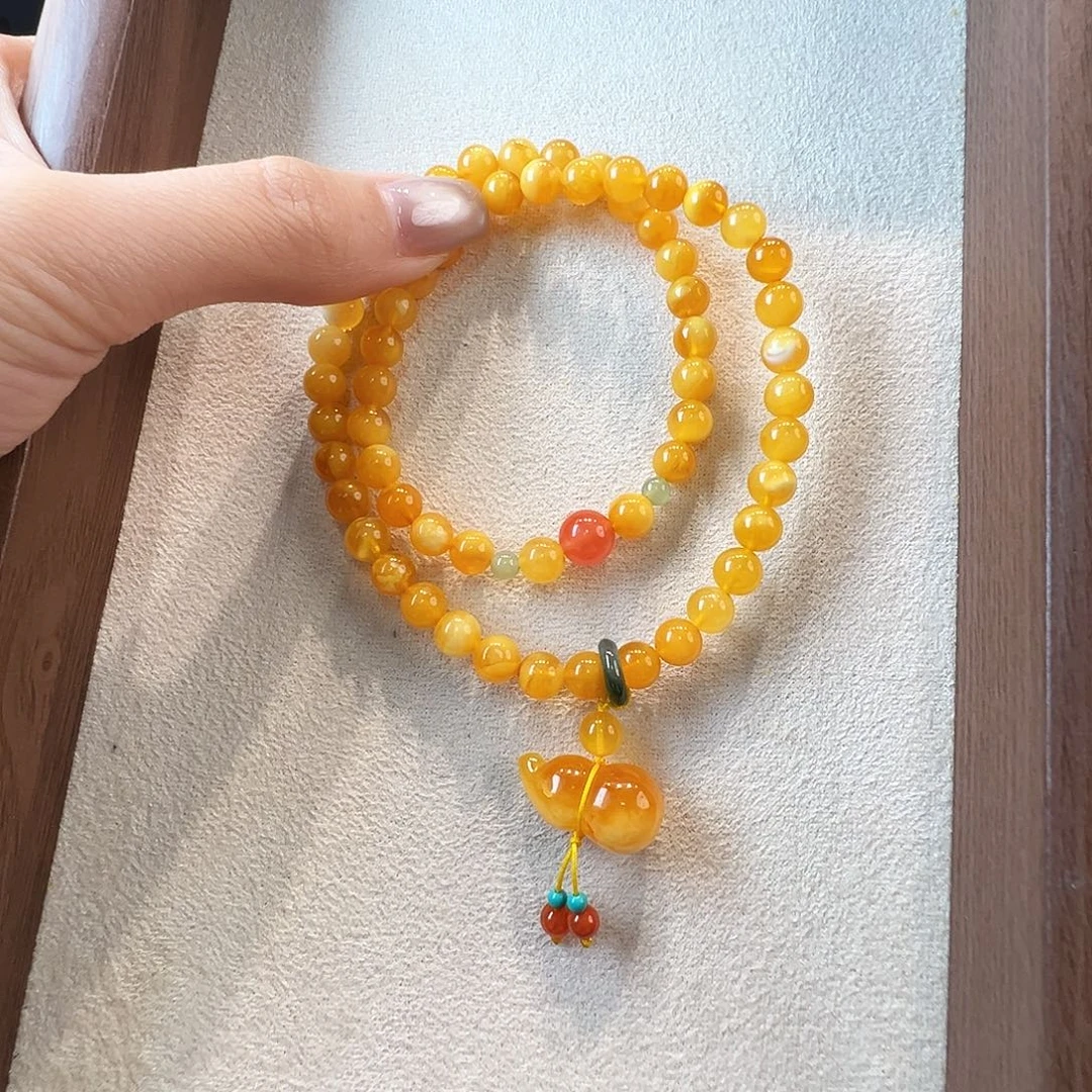 蜜蜡未镶嵌手链蜜蜡6.4mm