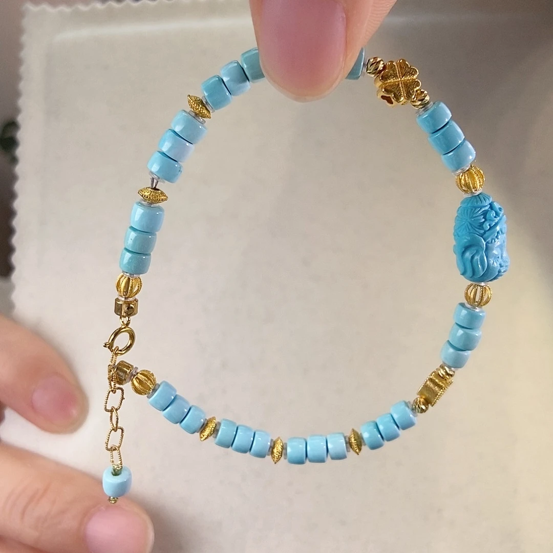 18K金镶嵌绿松石手链设计款