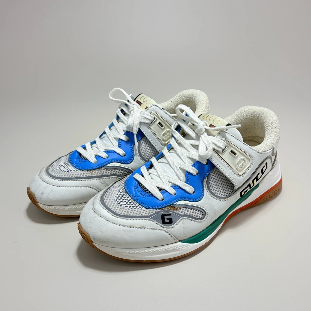 95新 GUCCI/古驰 GUCCI古驰ULTRAPACE白蓝运动鞋41.5码 95新13996