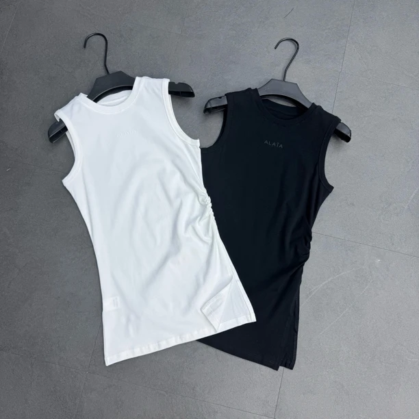 下摆开叉斜摆收腰设计感背心3303