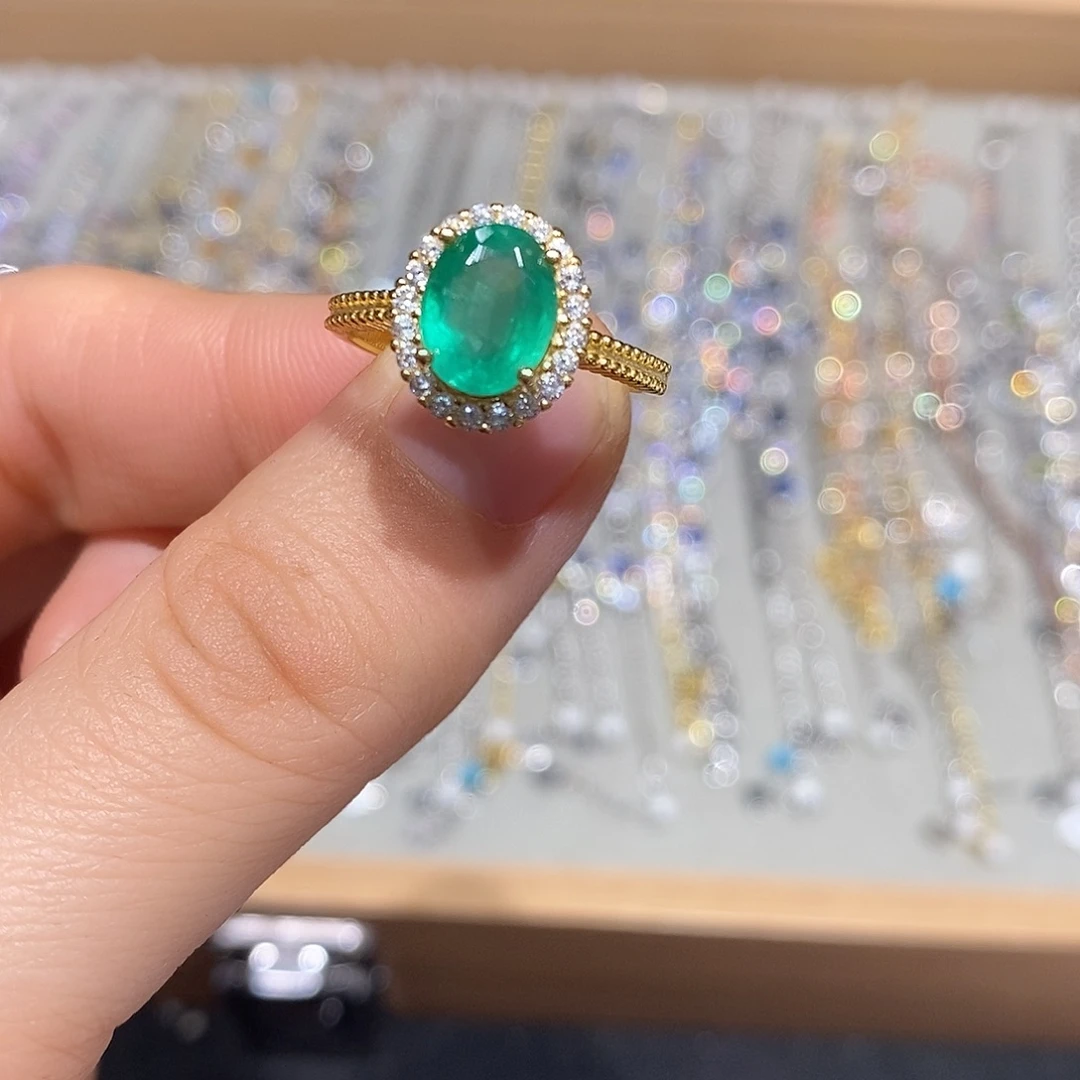 祖母绿戒指银S925镶嵌