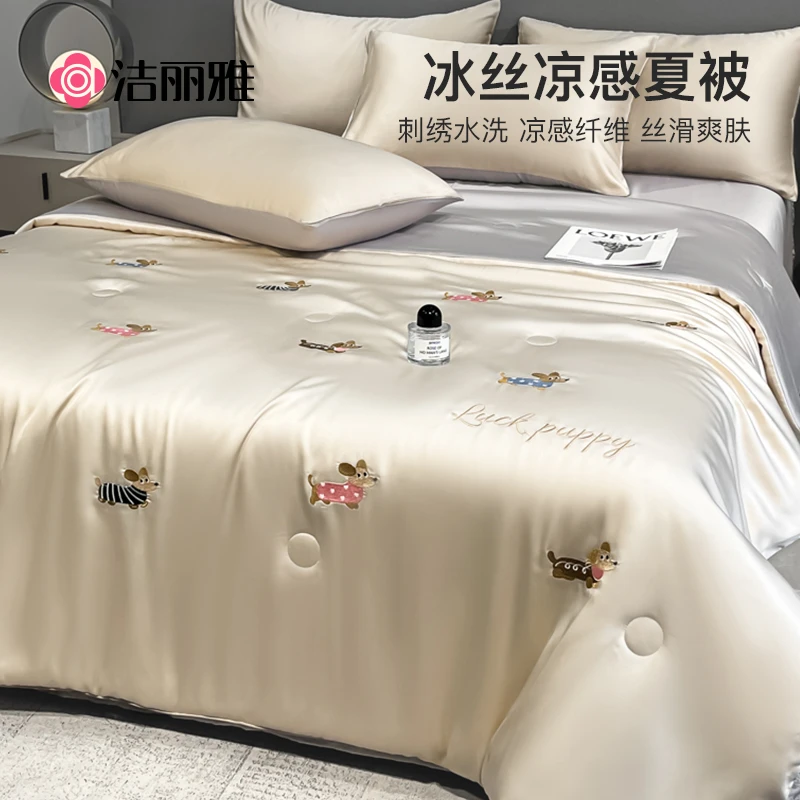 洁丽雅水洗冰丝凉感空调被2025轻奢夏季薄被子夏被夏凉被可机洗