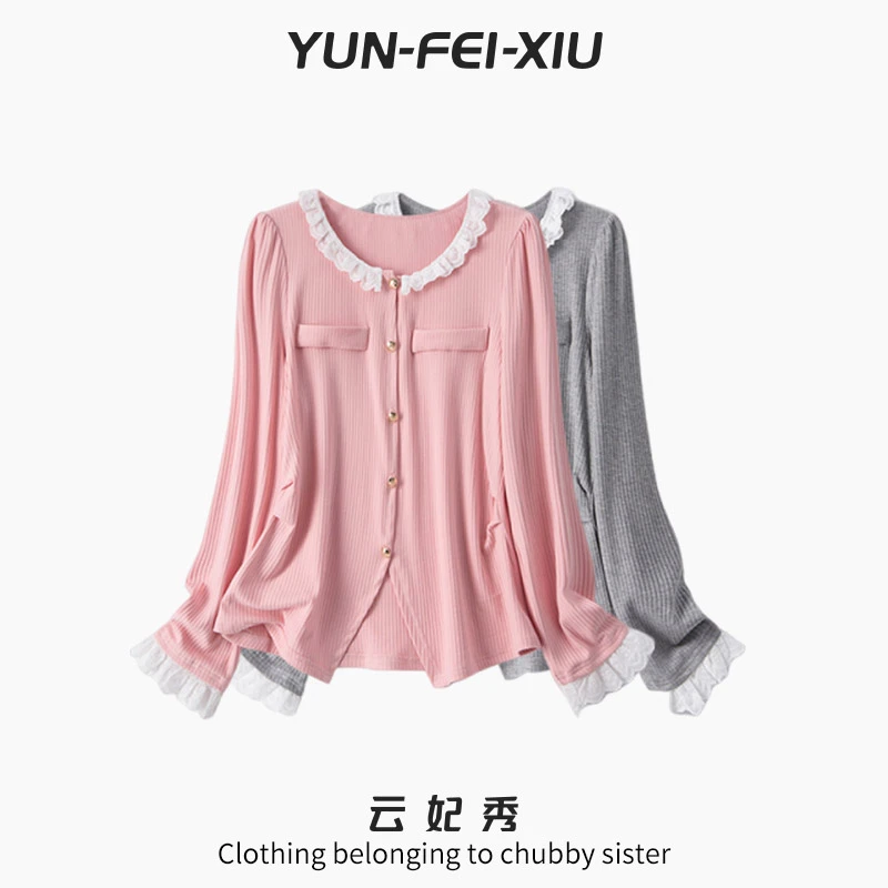 云妃秀大码女装针织衫时尚休闲宽松显瘦微胖洋气日常上衣春63933