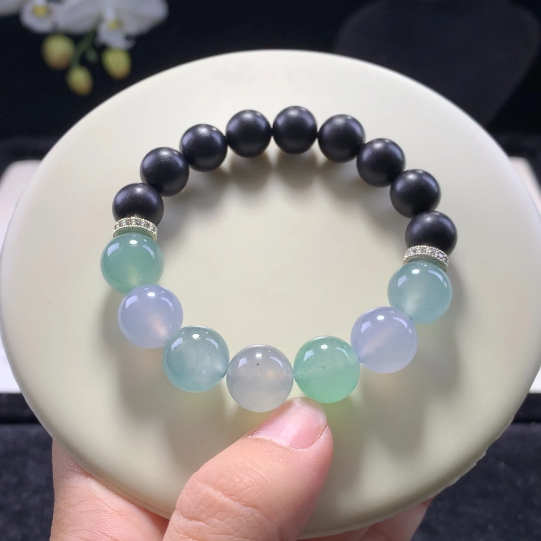 翡翠未镶嵌手链卡12荷塘月色