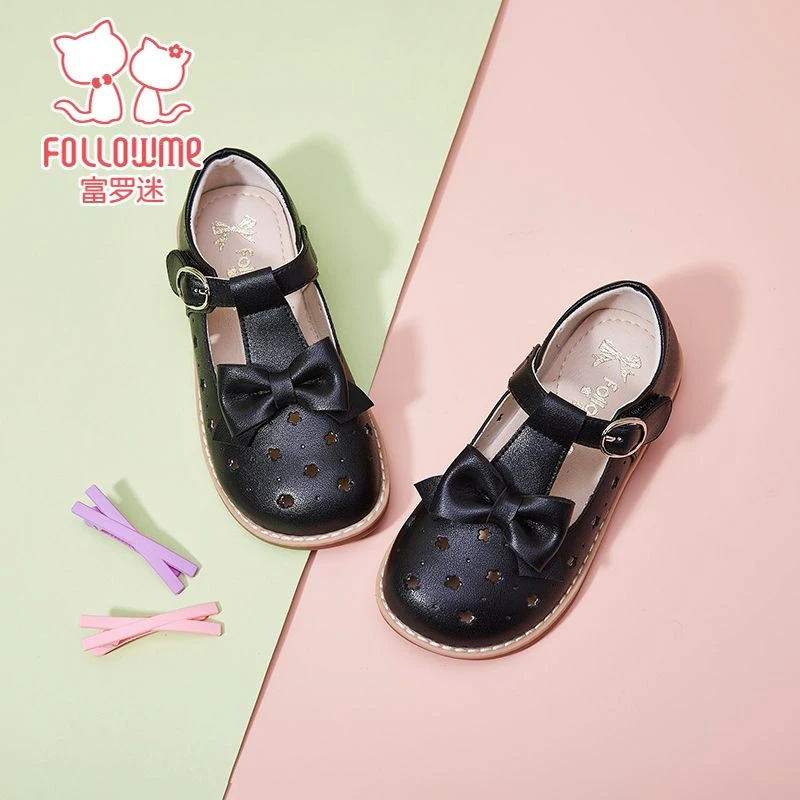 富罗迷女童小皮鞋春秋新款洋气复古玛丽珍鞋软底黑色演出鞋3A7980