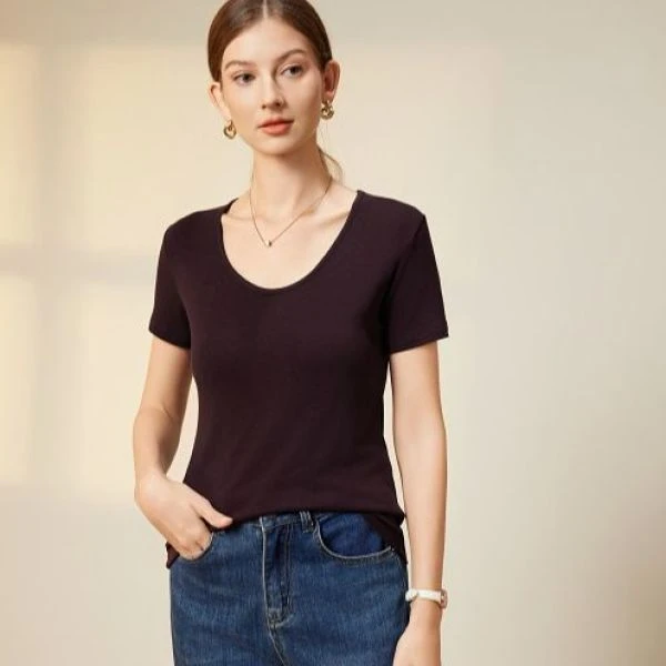 羊毛醋酸天丝V领短袖sx290