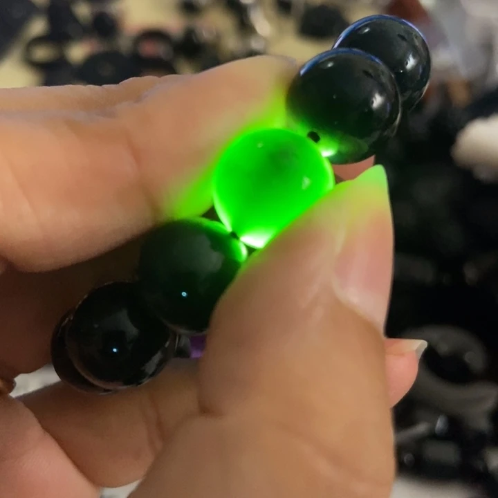 翡翠未镶嵌手链墨翠12