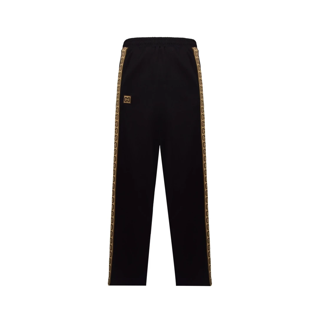 酷奇洛根经典织带老花秋冬直筒休闲裤黑色81116009