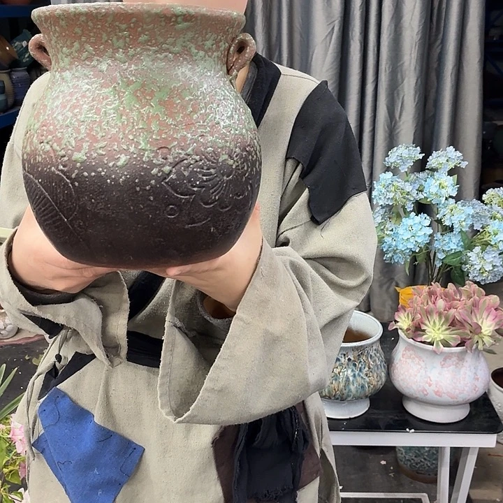 17×21-粗陶花盆有孔-买买买