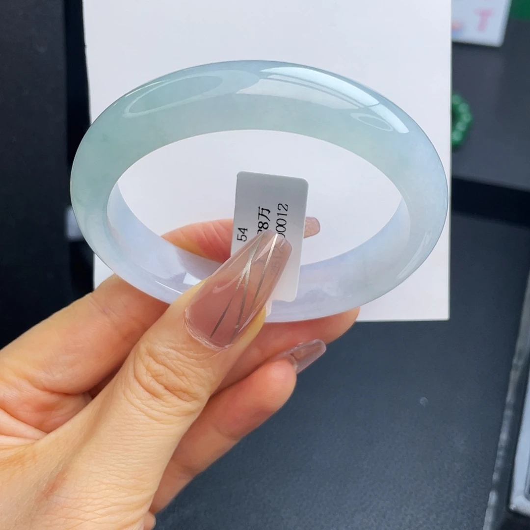 翡翠未镶嵌手镯54圈冰胶紫底双色贵妃镯