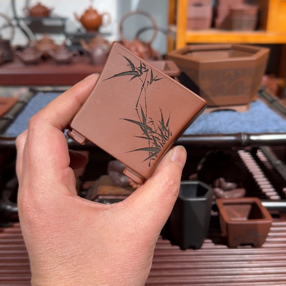 平***紫砂花盆原矿紫泥