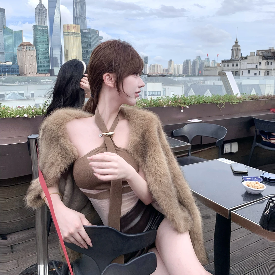 人造皮草 【南法庄园】仿貂毛秋冬高品质皮毛外套环保皮草女